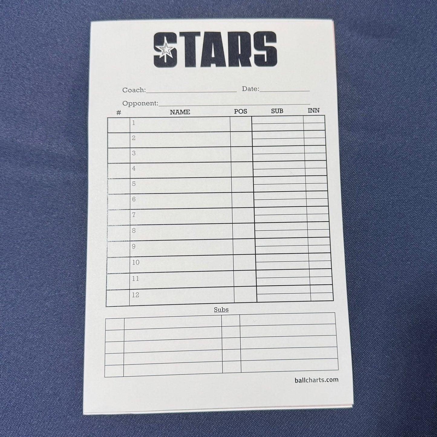 Lineup Cards - Pack of 25